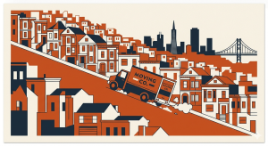 Moving truck on steep San Francisco hill
